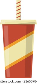 Soda Cup. Red Plastic Drink Container Icon