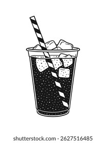 Soda Cup With Straw Black And White Icon