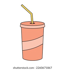 soda cup with straw. fast food drink. vector illustration