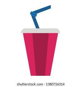 Soda cup with straw isolated flat