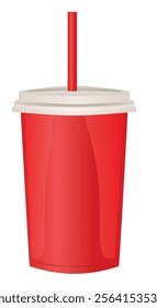 Soda cup with straw, vector