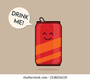 soda or a cup of tea illustrator with happy character and teks drink me. fast food soda vector
