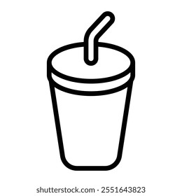 Soda Cup Vector Line Icon Design