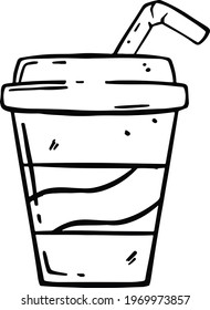 Soda cups using hand drawing on white background. Vector illustration