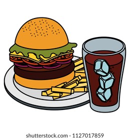 soda with delicious fast food