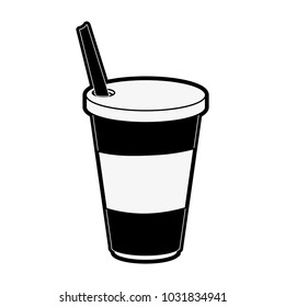 soda in disposable cup with straw icon image