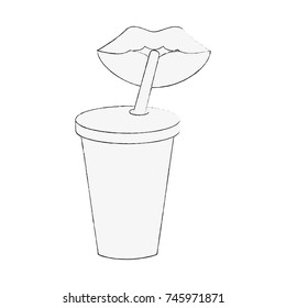 soda in disposable cup with straw icon image