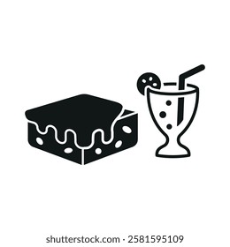 Soda drink and brownies food icons with a fun and refreshing design, perfect for enhancing snack, party, or casual dining-themed project