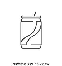 Soda drink can, beer line icon.