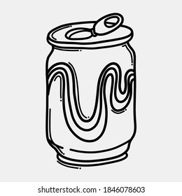 Soda drink can doodle vector icon. Drawing sketch illustration hand drawn line.