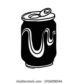Soda Drink Can Doodle Vector Icon. Drawing Sketch Illustration Hand Drawn Line.