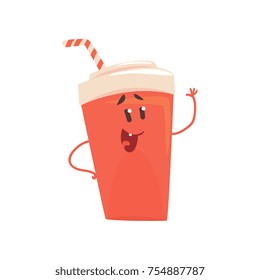 Soda drink cartoon character, element for menu of cafe, restaurant, kids food, vector Illustration