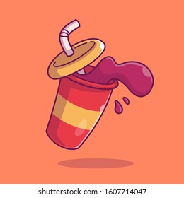 Soda Drink Cartoon Vector Icon Illustration. Food Drink Icon Concept Isolated Premium Vector. Flat Cartoon Style