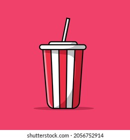 Soda Drink Cartoon Vector Icon Illustration. Food Drink Icon Concept Isolated Premium Vector. Flat Cartoon Style