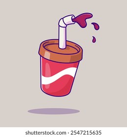 Soda Drink Cartoon Vector Icon Illustration. Drink Object Icon 
Concept Isolated Premium Vector. Flat Cartoon Style