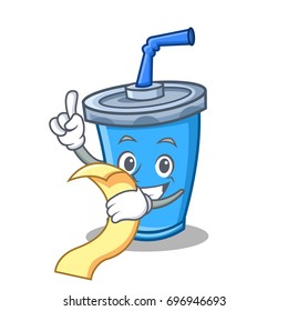 soda drink character cartoon with menu