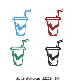 soda drink, cold drink, beverage vector icons in multiple colors