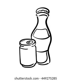 Soda and drink  concept represented by bottle and can icon. isolated and flat illustration 