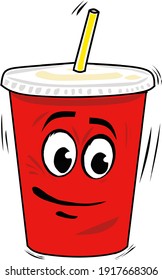 Soda drink cup vector design with face