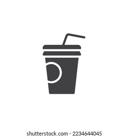 Soda drink cup vector icon. filled flat sign for mobile concept and web design. Paper cup with straw glyph icon. Symbol, logo illustration. Vector graphics