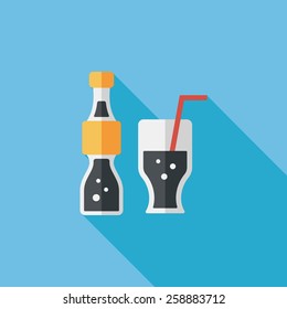 soda drink flat icon with long shadow,eps10