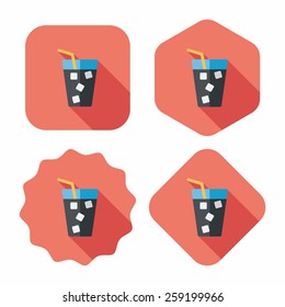 soda drink flat icon with long shadow,eps10