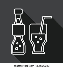 soda drink flat icon with long shadow, line icon
