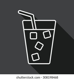soda drink flat icon with long shadow, line icon