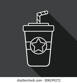 soda drink flat icon with long shadow, line icon