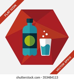 soda drink flat icon with long shadow,eps10