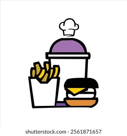 soda drink and food potato burger vector logo design