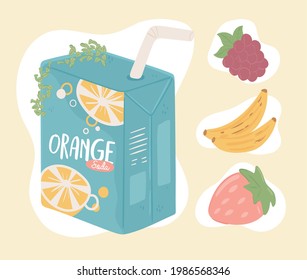 soda drink fruits banana strawberry blueberry