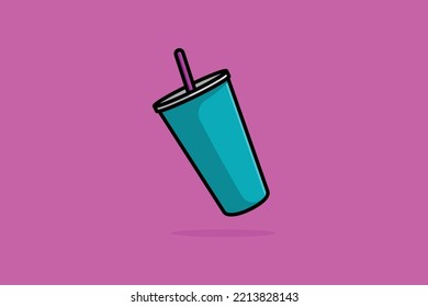 Soda drink glass, bottle vector icon illustration. Drink object design concept. Soft drink, Juice shake, Modern drink, Thirsty bottle, Summer shake.