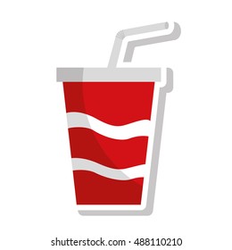 soda drink glass with straw vector illustration design