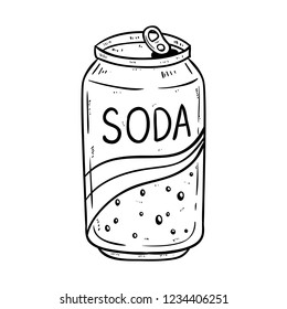 soda drink illustration with soda bubble using hand drawn style