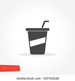 Soda Drink Isolated Flat Web Mobile Icon / Vector / Sign / Symbol / Button / Element / Silhouette