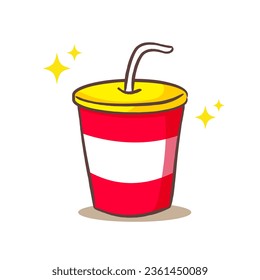 Soda drink or soft drink cartoon flat style. Drinks concept design. Isolated white background. Vector art illustration.