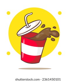 Soda drink or soft drink cartoon flat style. Drinks concept design. Isolated white background. Vector art illustration.