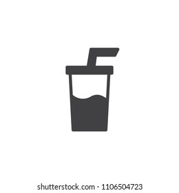 Soda drink vector icon. filled flat sign for mobile concept and web design. Milkshake cup with straw simple solid icon. Symbol, logo illustration. Pixel perfect vector graphics