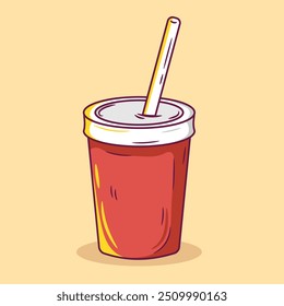 Soda drink vector illustration in cartoon style. Cold soft drink with cups. Fast food icon concept