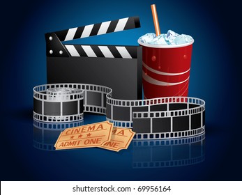Soda, filmstrip and tickets