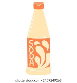 Soda, fizzy drink in buttle. Summer lemonade, cold beverage, fresh sweet carbonated refreshment in metal steel tin. Flat graphic vector illustration isolated