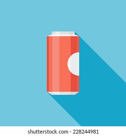 Soda flat icon. Modern flat icons with long shadow effect in stylish colors. Icons for Web and Mobile Application. EPS 10.
