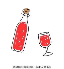 Soda glass bottle icon. Empty glass or plastic bottle silhouette. Vector illustration.