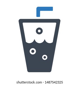 Soda glass flat vector icon