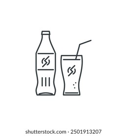 Soda, glass, straw, bar, club, party icon, vector illustration