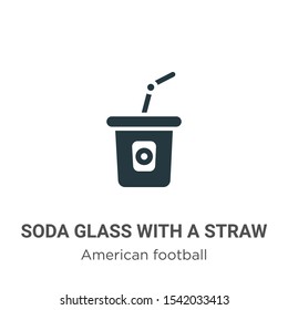 Soda glass with a straw vector icon on white background. Flat vector soda glass with a straw icon symbol sign from modern american football collection for mobile concept and web apps design.