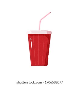 Soda en un vaso. Ilustración del vector en estilo plano