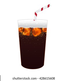 soda glass vector with straw and ice cube ,  set 1