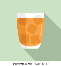 Soda ice glass icon flat vector. Drink cup. Juice tea